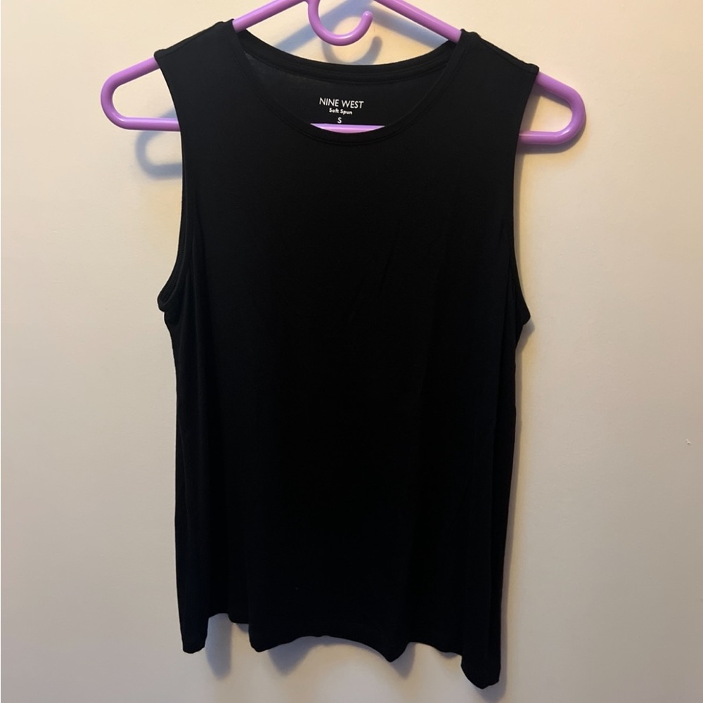 Nine West Soft Spun Black Sleeveless Tank Top Size Small